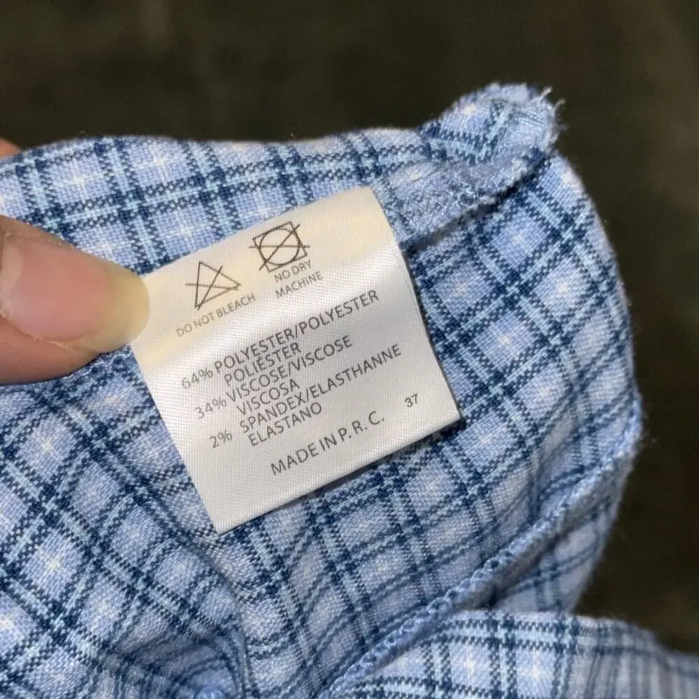 Brandy Melville‎ Mini Skirt Womens S Blue White Plaid Stretch Back Zipper Summer